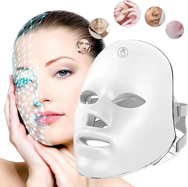7 Colors LED Face Therapy Mask for Skin Rejuvenation, Acne Treatment, Anti-Aging Light Therapy for Glowing Skin