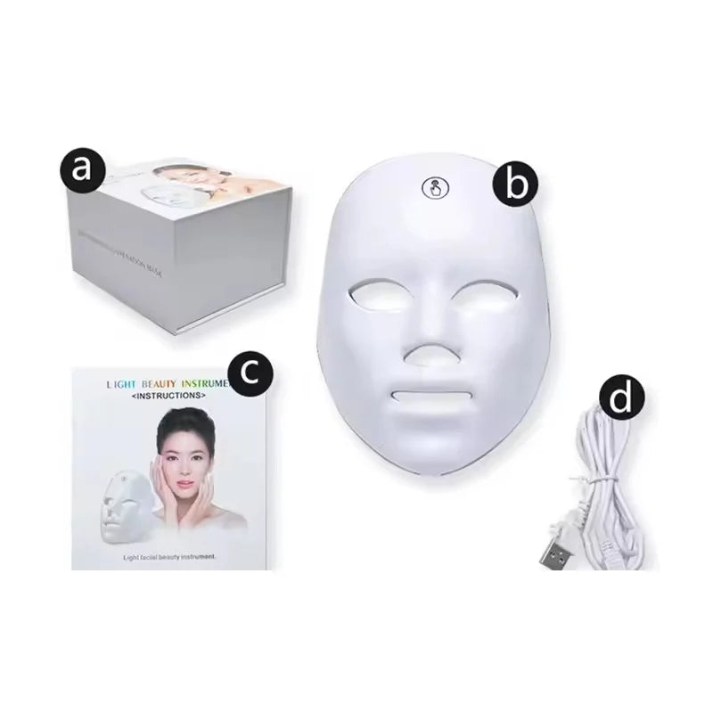 7 Colors LED Face Therapy Mask for Skin Rejuvenation, Acne Treatment, Anti-Aging Light Therapy for Glowing Skin