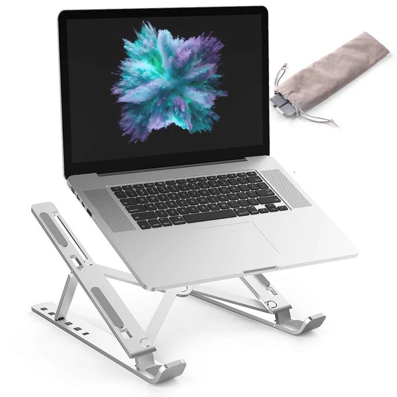 Folding Adjustable Aluminum Laptop Stand + FREE POUCH