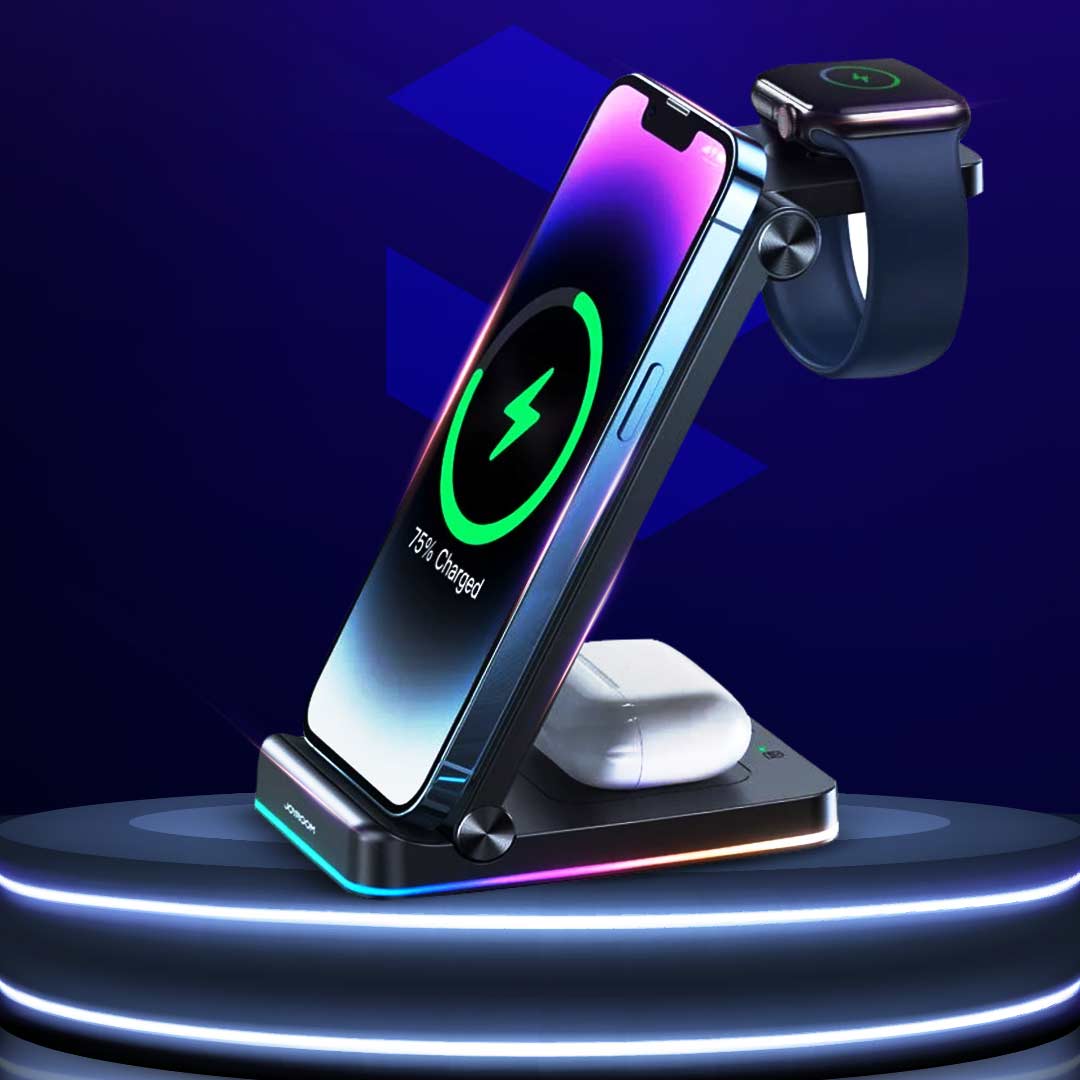 JR-WQN01 15w 3-in-1 Foldable Wireless Charging Station