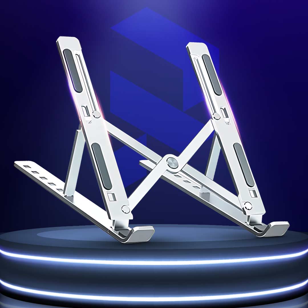 Folding Adjustable Aluminum Laptop Stand + FREE POUCH