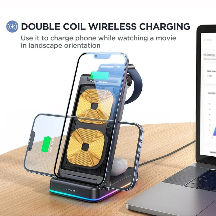 JR-WQN01 15w 3-in-1 Foldable Wireless Charging Station