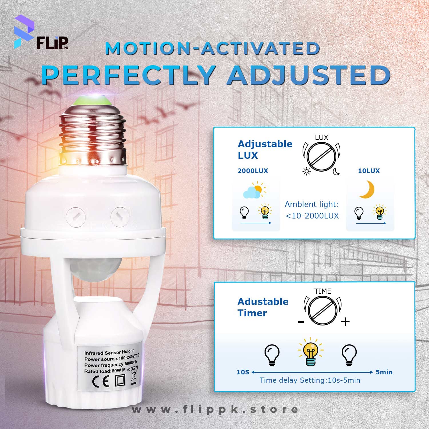 Motion Sensor LED Bulb Holder