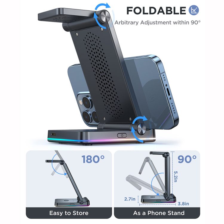 JR-WQN01 15w 3-in-1 Foldable Wireless Charging Station