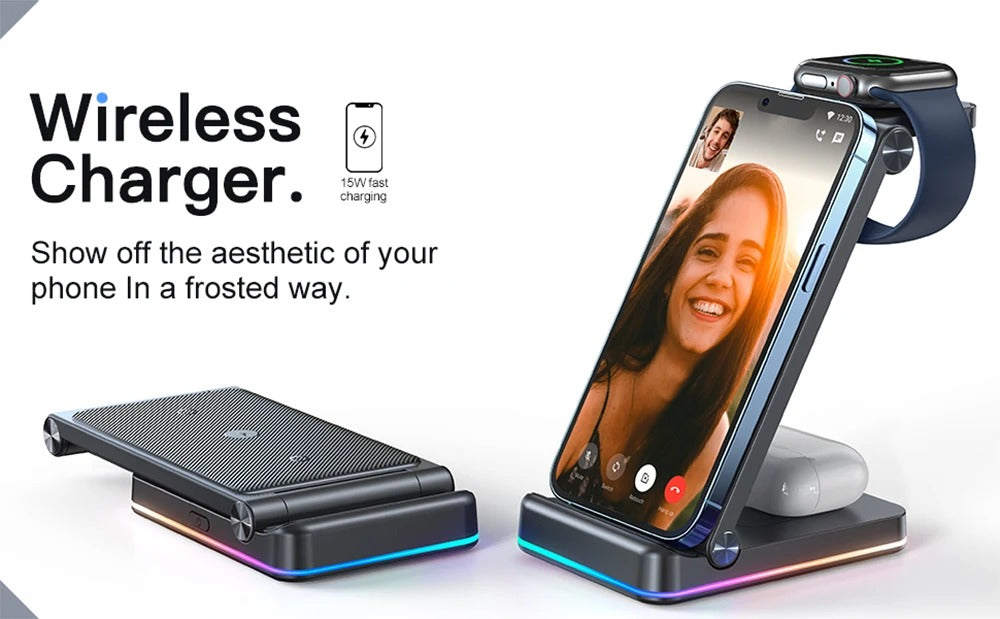 JR-WQN01 15w 3-in-1 Foldable Wireless Charging Station