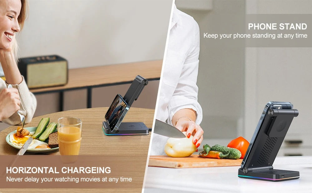 JR-WQN01 15w 3-in-1 Foldable Wireless Charging Station