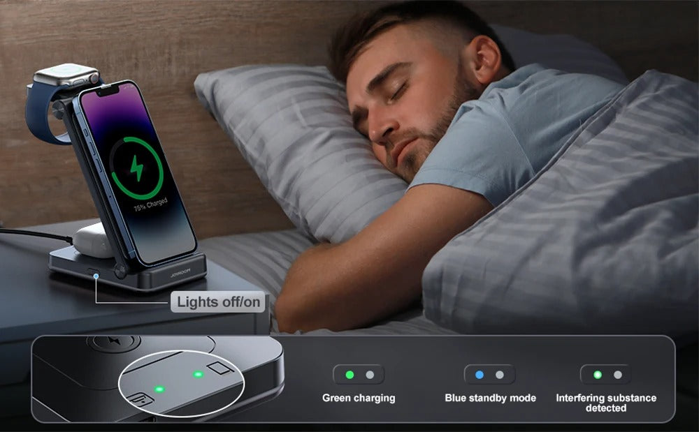 JR-WQN01 15w 3-in-1 Foldable Wireless Charging Station