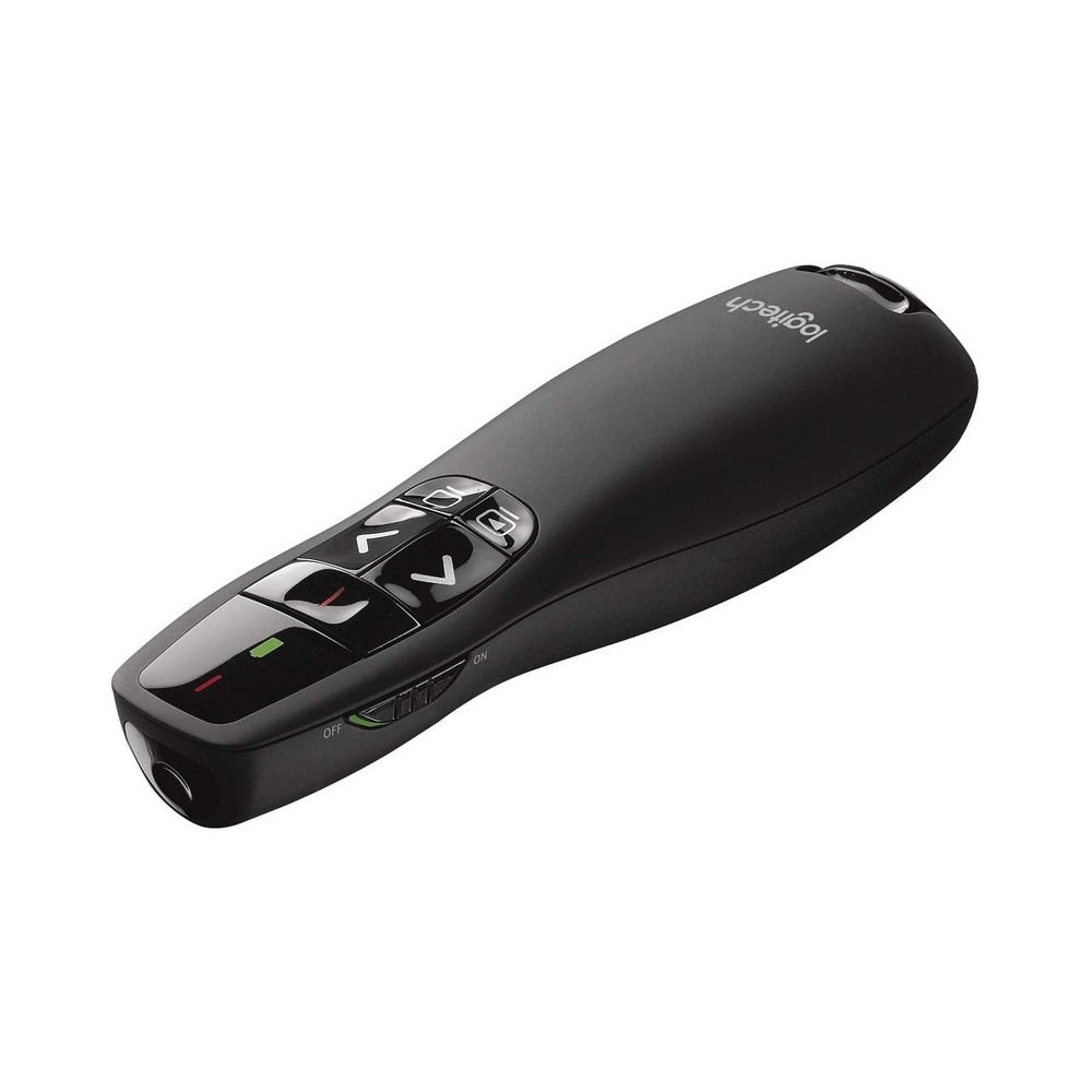 Black laser pointer with buttons on a white background